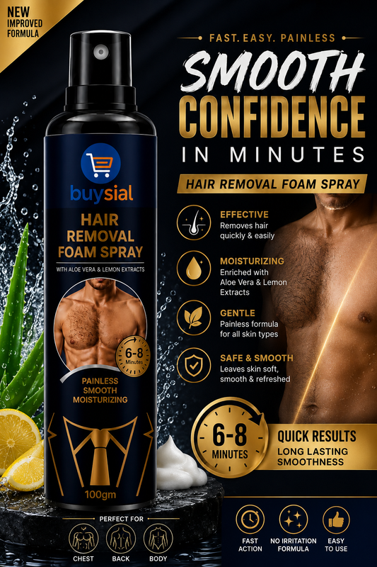Buysial Hair Removal Foam Spray for Men – Aloe Vera & Lemon Extracts