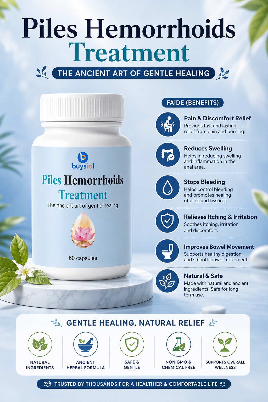 Piles & Hemorrhoids Support Capsules – 60 Capsules