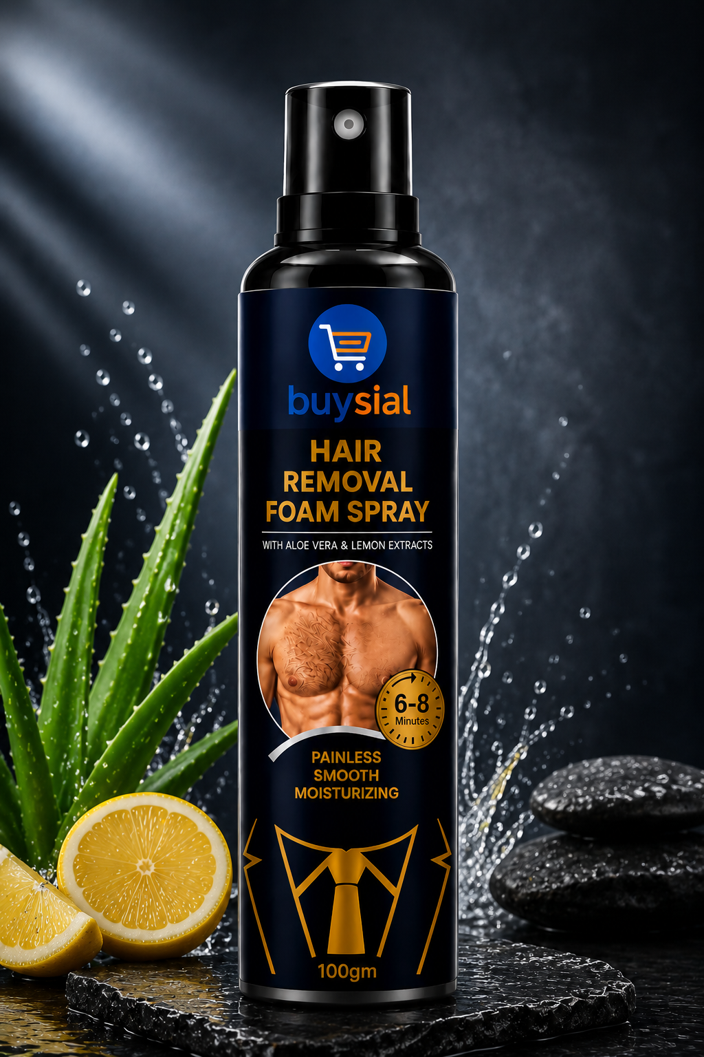 Buysial Hair Removal Foam Spray for Men – Aloe Vera & Lemon Extracts