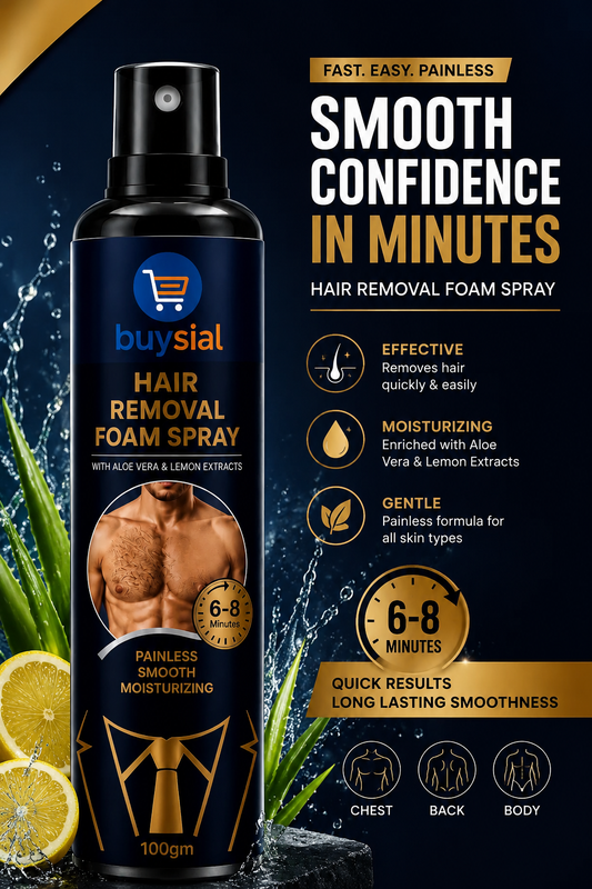 Buysial Hair Removal Foam Spray for Men – Aloe Vera & Lemon Extracts
